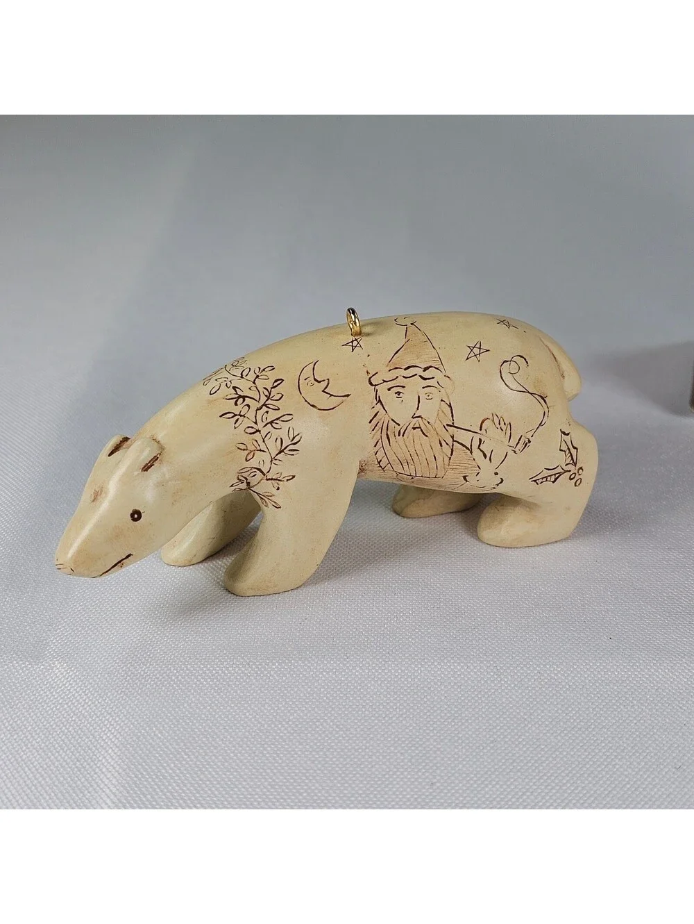 Vtg Hallmark Keepsake Northern Art Bear Ornament 2000 Rich LaPierre Ivory Look